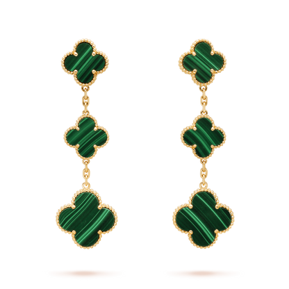 [Solara Jewelry]CLOVER MALACHITE 3 MOTIFS GOLD