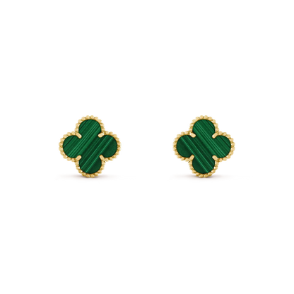 [Solara Jewelry]CLOVER MEDIUM 1 MOTIFS MALACHITE  EARRINGS
