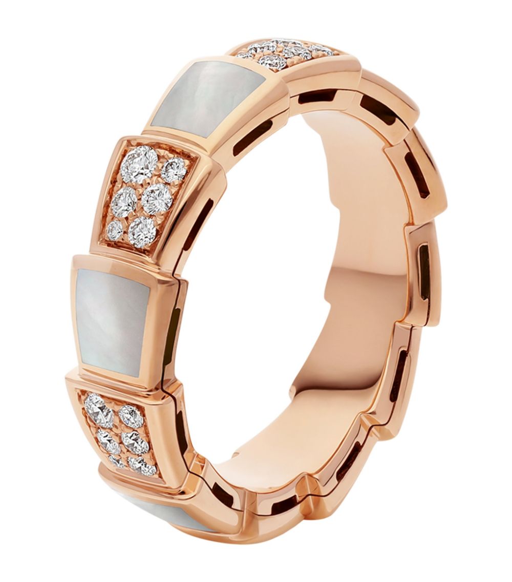 [Solara Jewelry]SERPENTI RING PINK GOLD MOP DIAMOND PAVED 4MM