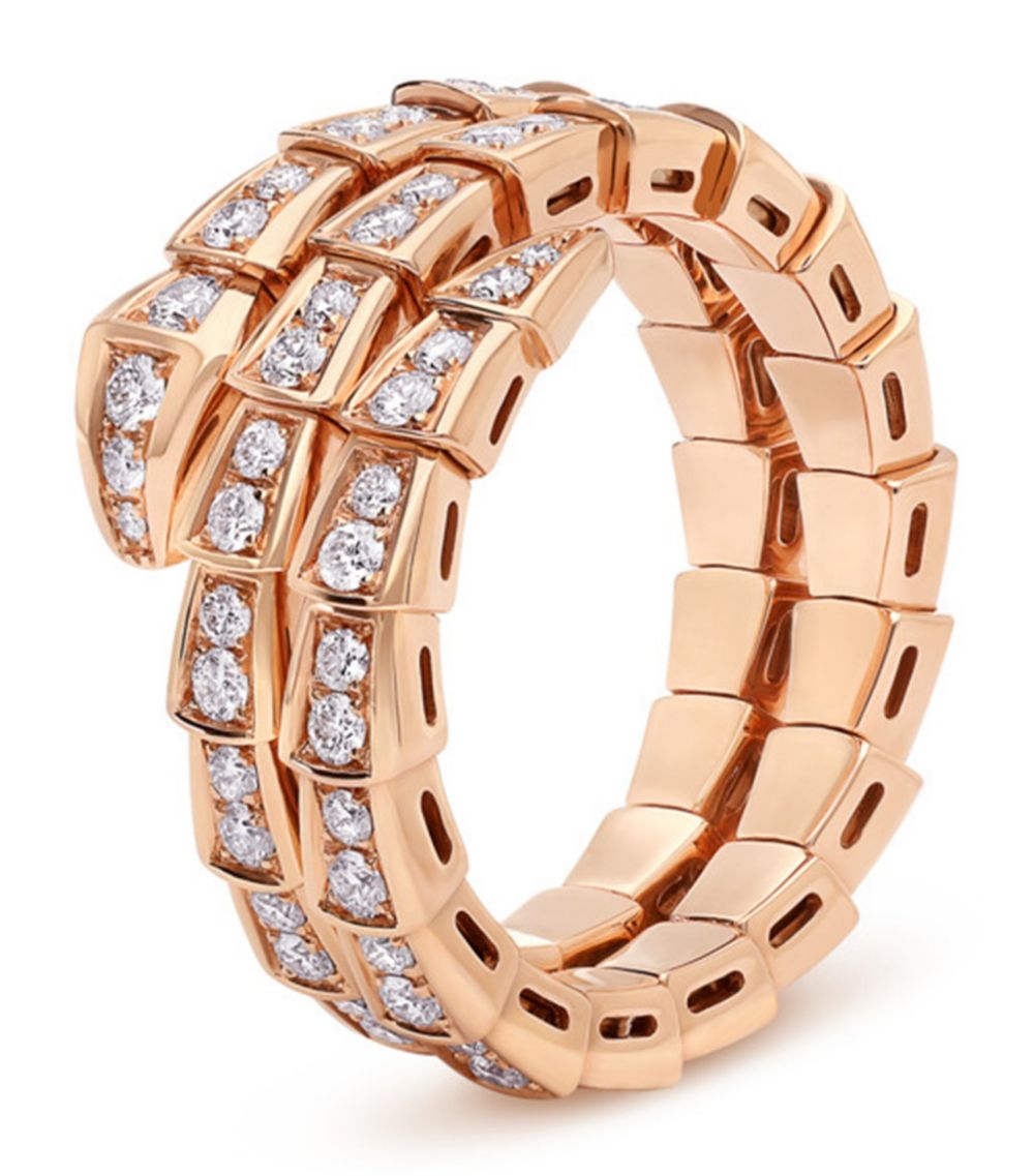 [Solara Jewelry]SERPENTI RING PINK GOLD DIAMOND DOUBLE ROW