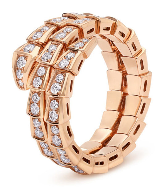[Solara Jewelry]SERPENTI RING PINK GOLD DIAMOND DOUBLE ROW