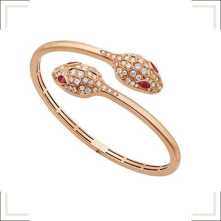 [Solara Jewelry]SERPENTI BRACELET PINK GOLD DIAMOND DOUBLE SNAKE