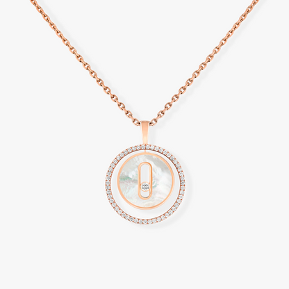 [Solara jewelry]LUCKY MOVE 1 DIAMOND WHITE MOTHER OF PEARL PINK GOLD DIAMOND NECKLACE