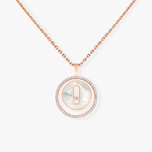 [Solara jewelry]LUCKY MOVE 1 DIAMOND WHITE MOTHER OF PEARL PINK GOLD DIAMOND NECKLACE