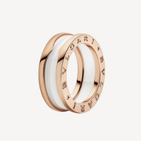 [Solara Jewelry]ZERO 1 TWO-BAND SCHLAUFEN UND WEISSER KERAMIK SPIRAL PINK GOLD RING