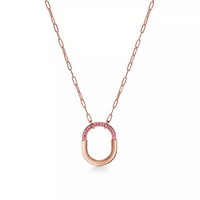 [Solara Jewelry]LOCK MEDIUM PENDANT PINK DIAMOND PINK GOLD NECKLACE
