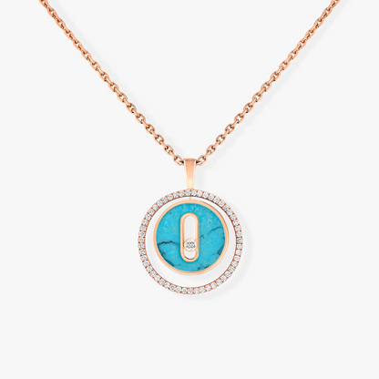 [Solara jewelry]LUCKY MOVE 1 DIAMOND TURQUOISE PINK GOLD DIAMOND NECKLACE