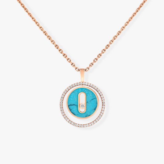 [Solara jewelry]LUCKY MOVE 1 DIAMOND TURQUOISE PINK GOLD DIAMOND NECKLACE