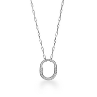 [Solara Jewelry]LOCK NECKLACE MEDIUM PENDANT SILVER PAVED DIAMONDS
