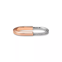 [Solara Jewelry]LOCK RING TOW-FINGER ROSE AND WHITE GOLD DIAMONDS