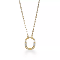 [Solara Jewelry]LOCK NECKLACE MEDIUM PENDANT GOLD PAVED DIAMONDS