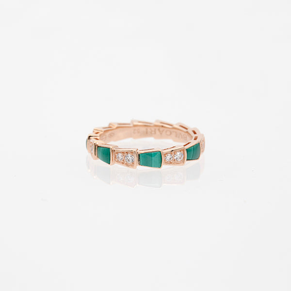 [Solara Jewelry]SERPENTI RING PINK GOLD MALACHITE DIAMOND 3MM