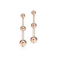 [Solara Jewelry]TRIPLE DROP PINK GOLD EARRINGS