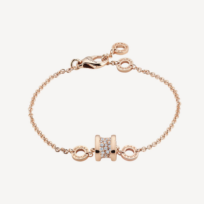 [Solara Jewelry]ZERO 1 SOFT PINK GOLD WITH PAVED DIAMONDS ON THE SPIRAL BRACELET