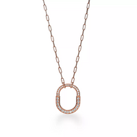[Solara Jewelry]LOCK NECKLACE MEDIUM PENDANT PINK GOLD PAVED DIAMONDS