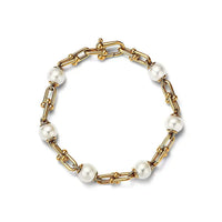 [Solara Jewelry]LINK BRACELET GOLD WITH FRESHWATER PEARLS