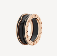 [Solara Jewelry]ZERO 1 TWO-BAND WITH MATTE BLACK CERAMIC PINK GOLD RING