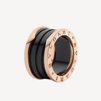 [Solara Jewelry]ZERO 1 FOUR-BAND LOOPS AND BLACK CERAMIC SPIRAL PINK GOLD RING