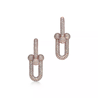 [Solara Jewelry]LARGE LINK EARRINGS PINK GOLD WITH PAVED DIAMONDS