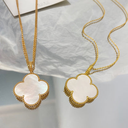[Solara Jewelry]CLOVER 25MM MOP LARGE PENDANT NECKLACE