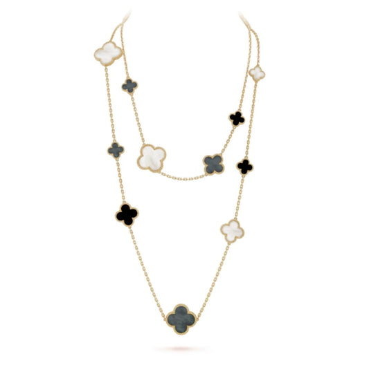 [Solara Jewelry]CLOVER 16 MOTIF WHITE NECKLACE