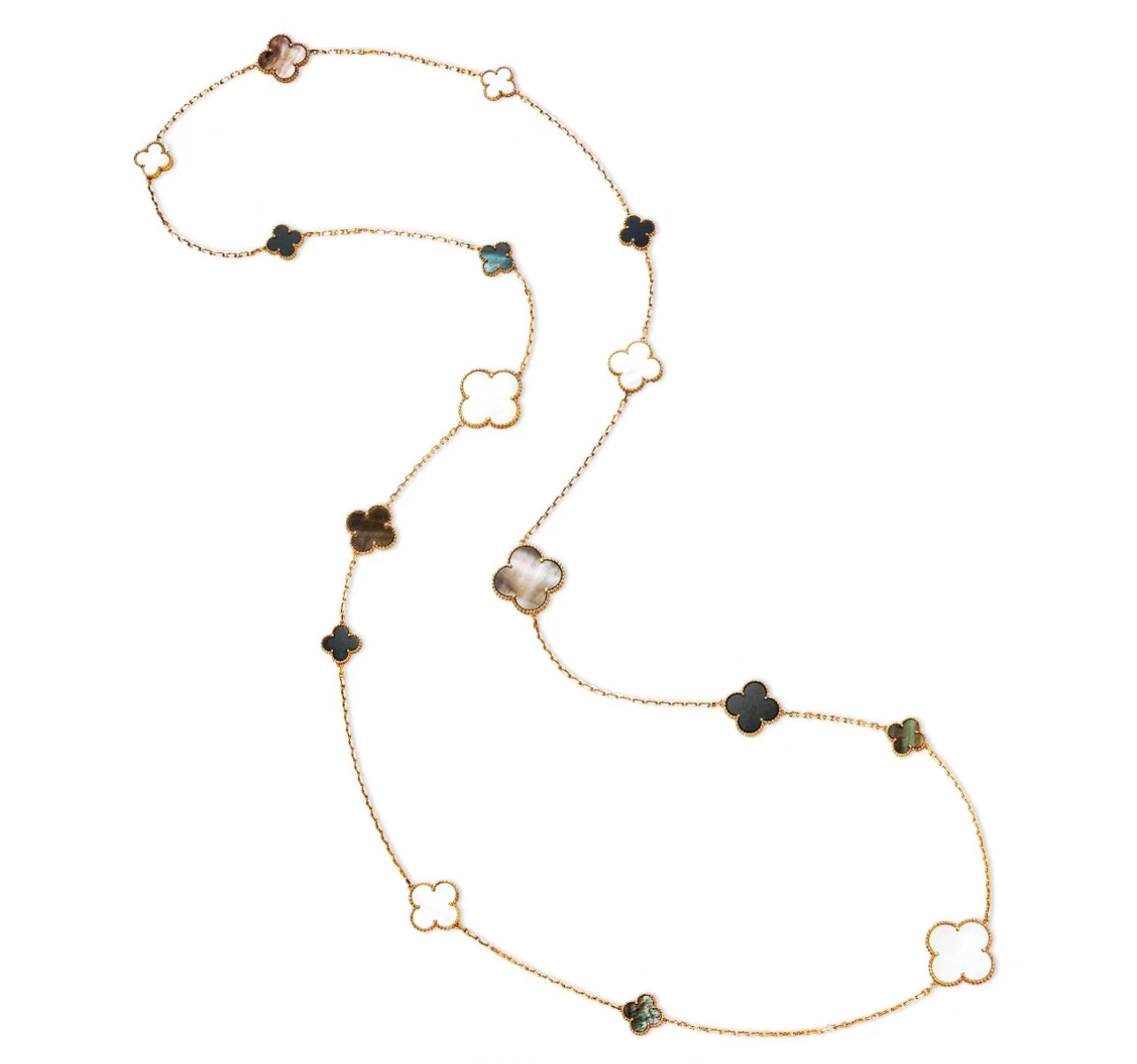 [Solara Jewelry]CLOVER 16 MOTIF WHITE NECKLACE