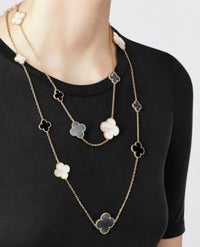 [Solara Jewelry]CLOVER 16 MOTIF WHITE NECKLACE