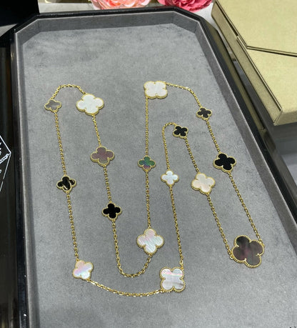 [Solara Jewelry]CLOVER 16 MOTIF WHITE NECKLACE