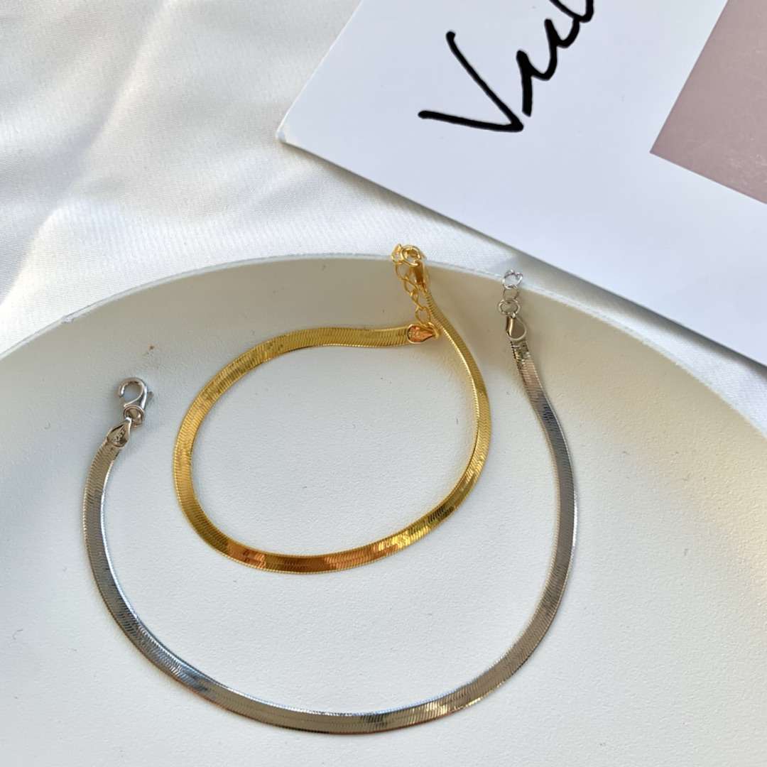 [Solara Jewelry]Flat Snake Bone Chain Blade Necklace