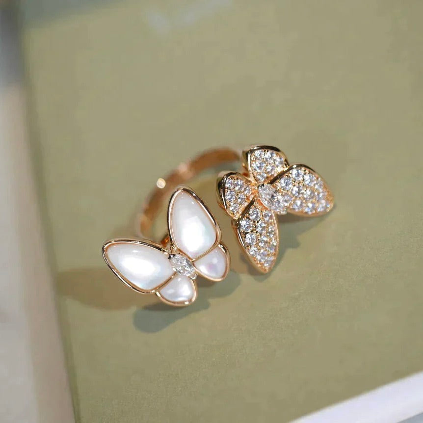 [Solara Jewelry]TWIN BUTTERFLY DIAMOND MOP RING