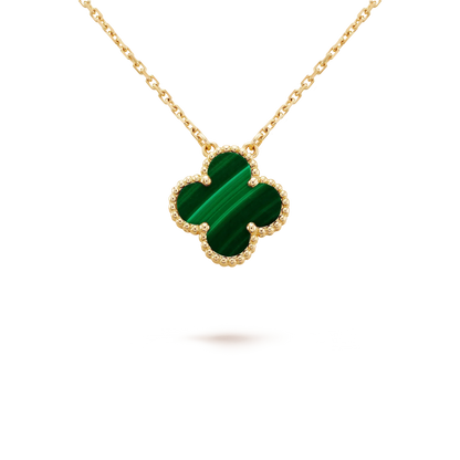 [Solara Jewelry]CLOVER 15MM MALACHITE SINGLE FLOWER  NECKLACE