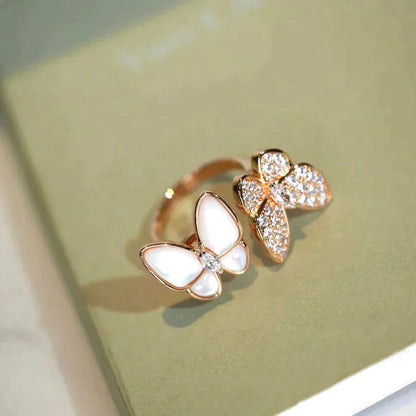[Solara Jewelry]TWIN BUTTERFLY DIAMOND MOP RING