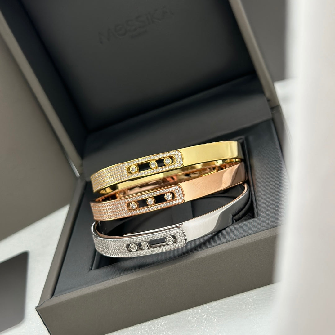 [Solara jewelry]Move Noa Rose Gold Pavé Diamond Bangle Bracelet