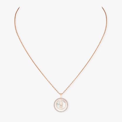 [Solara jewelry]LUCKY MOVE 1 DIAMOND WHITE MOTHER OF PEARL PINK GOLD DIAMOND NECKLACE