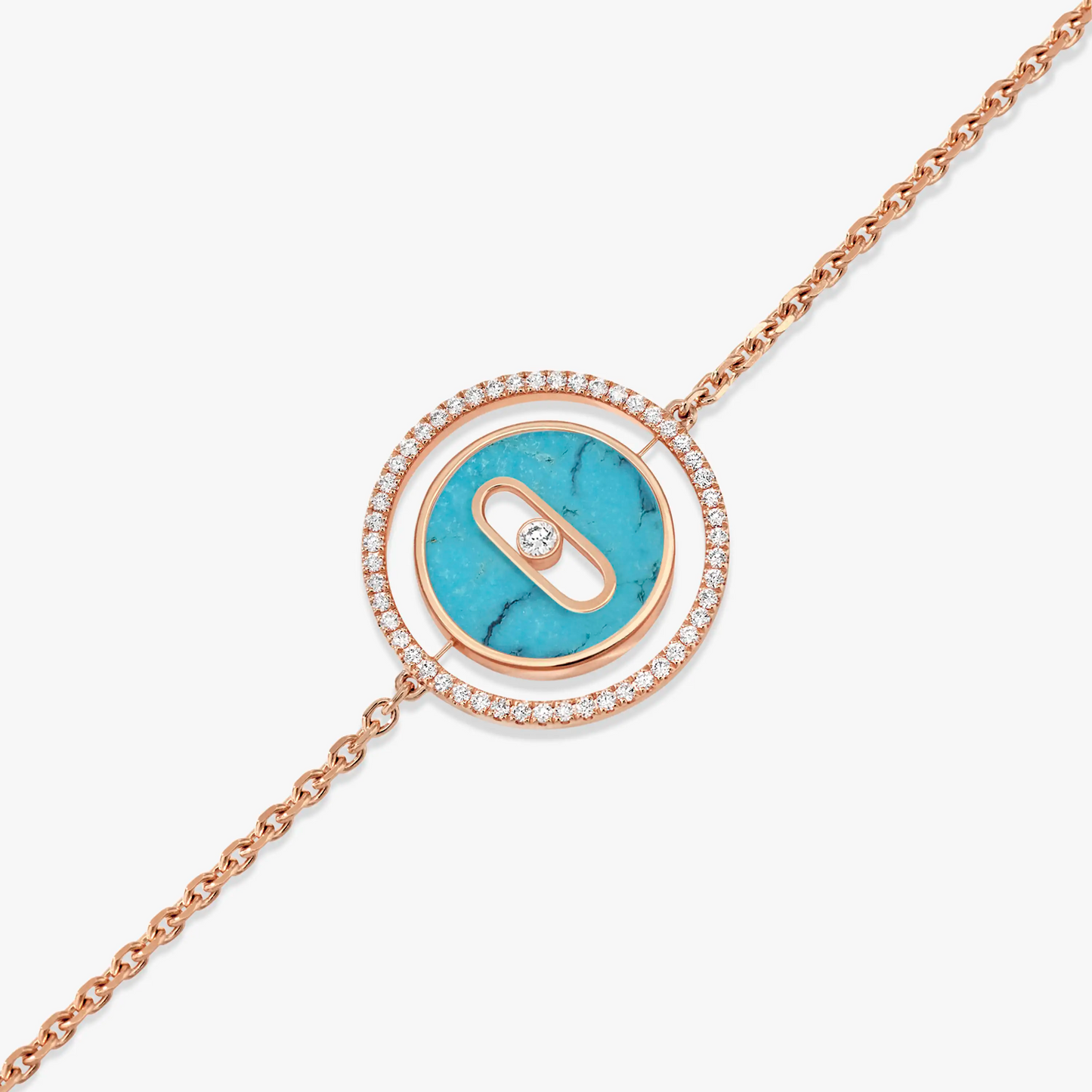 [Solara jewelry]LUCKY MOVE TURQUOISE PINK GOLD DIAMOND BRACELET