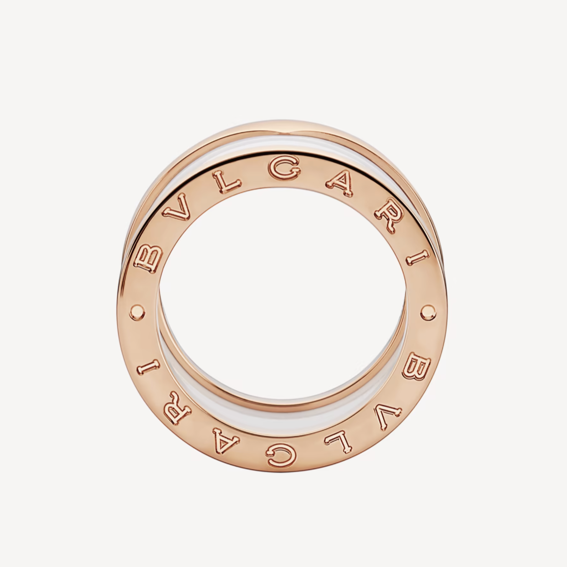 [Solara Jewelry]ZERO 1 FOUR-BAND LOOPS AND WHITE CERAMIC SPIRAL PINK GOLD RING
