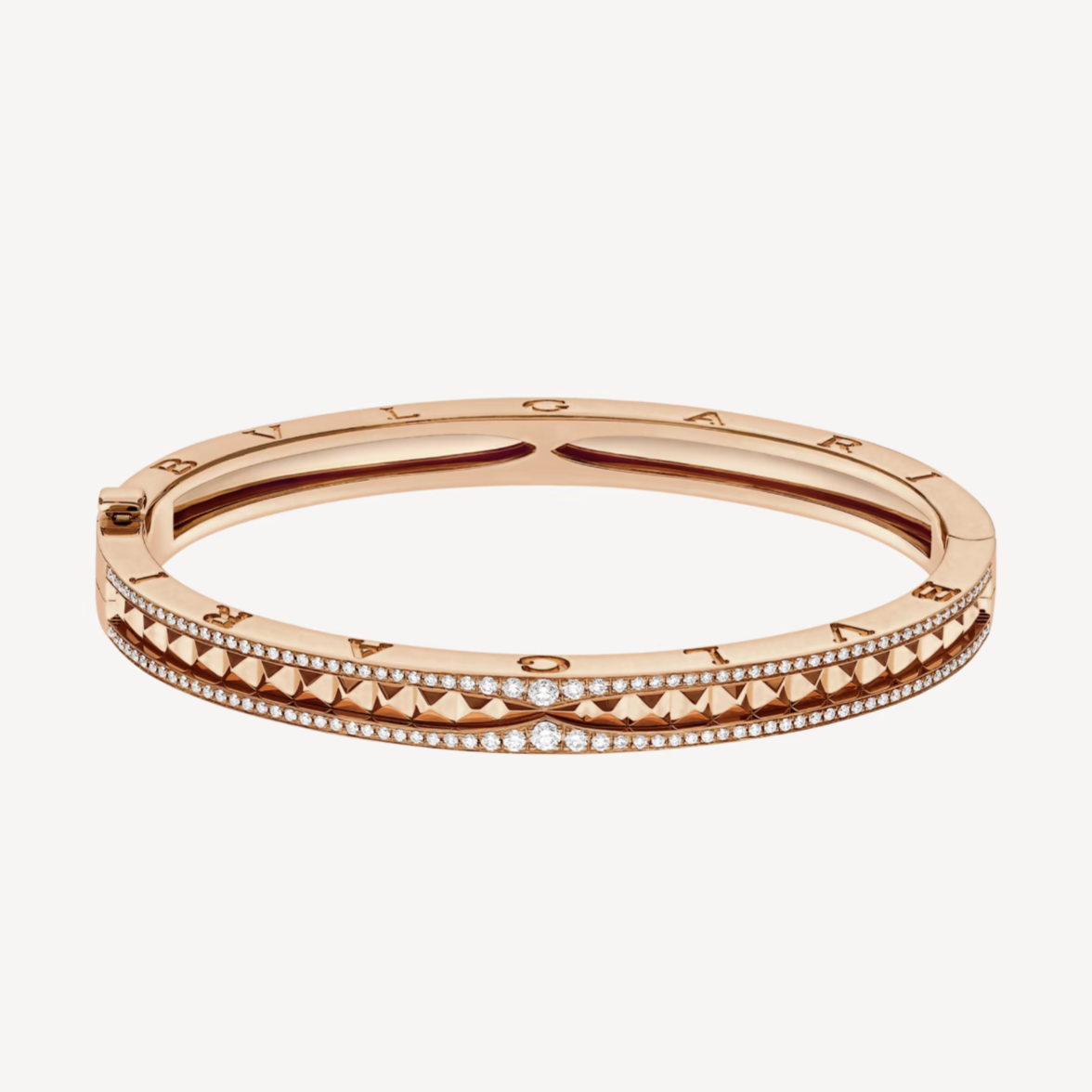 [Solara Jewelry]ZERO 1 SPIRAL AND PAVED DIAMOND PINK GOLD BRACELET