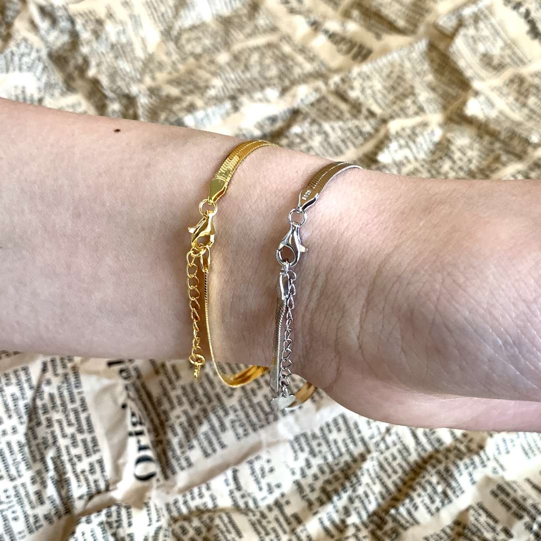 [Solara Jewelry]Flat Snake Bone Chain Blade Necklace