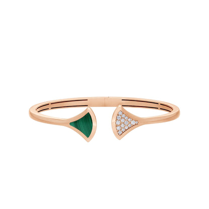 [Solara Jewelry]DREAM BRACELET OPEN MALACHITE PINK GOLD