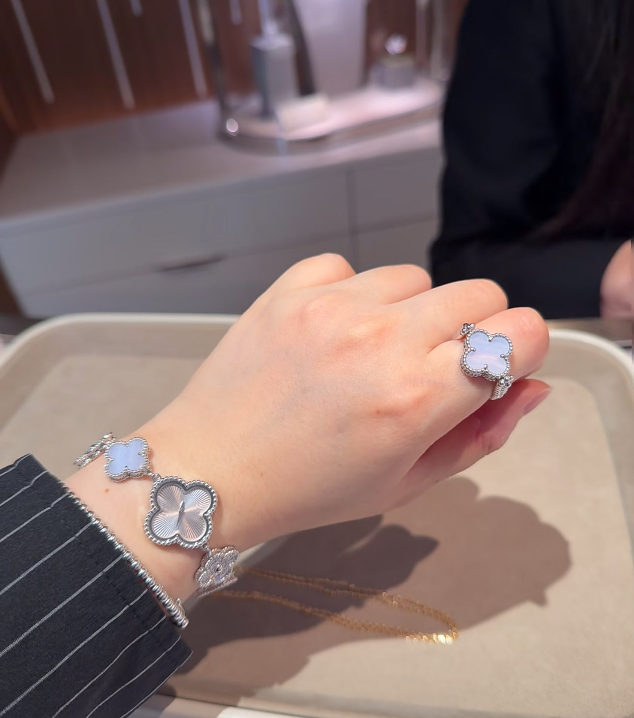 [Solara Jewelry]CLOVER RIVERSIBLE PURPLE CHALCEDONY RING