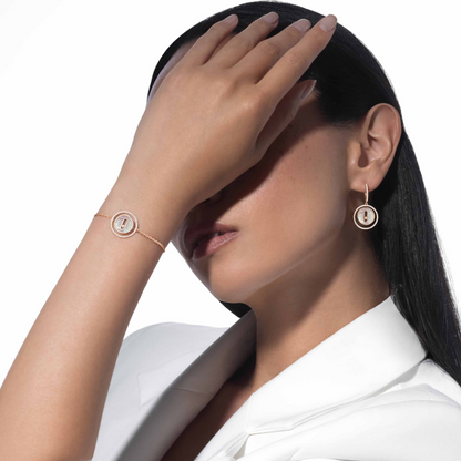 [Solara jewelry]LUCKY MOVE WHITE MOTHER OF PEARL PINK GOLD DIAMOND BRACELET