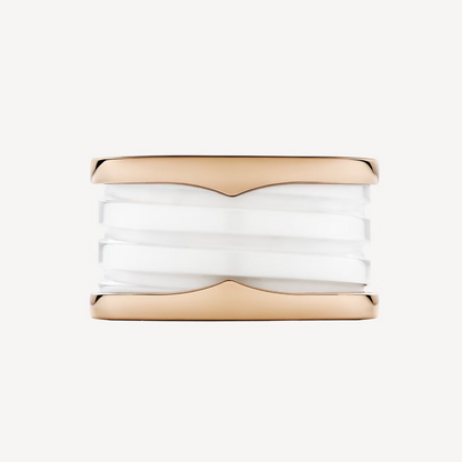 [Solara Jewelry]ZERO 1 FOUR-BAND LOOPS AND WHITE CERAMIC SPIRAL PINK GOLD RING