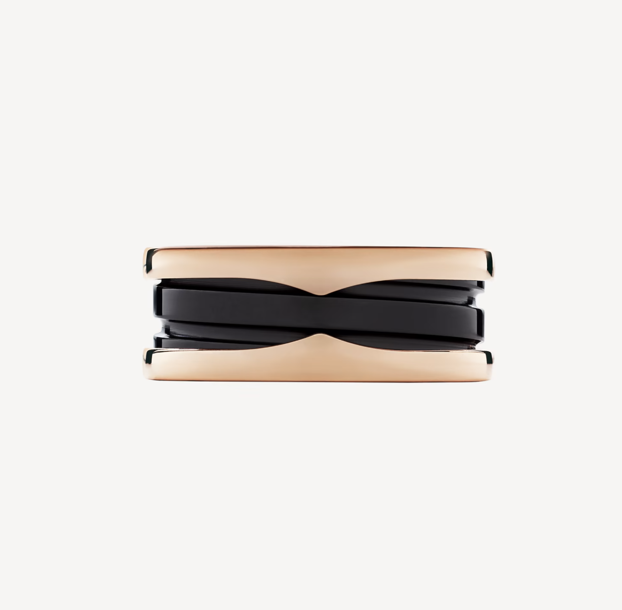 [Solara Jewelry]ZERO 1 TWO-BAND LOOPS AND BLACK CERAMIC PINK GOLD RING