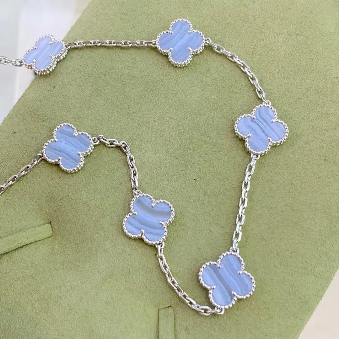[Solara Jewelry]CLOVER 10 MOTIFS PURPLE CHALCEDONY NECKLACE