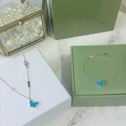 [Solara Jewelry]BUTTERFLY TURQUOISE BUTTERFLY BRACELET SILVER