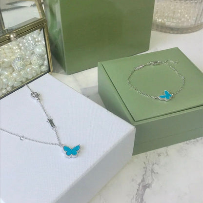 [Solara Jewelry]BUTTERFLY TURQUOISE BUTTERFLY BRACELET SILVER