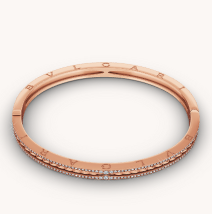 [Solara Jewelry]ZERO 1 SPIRAL AND PAVED DIAMOND PINK GOLD BRACELET