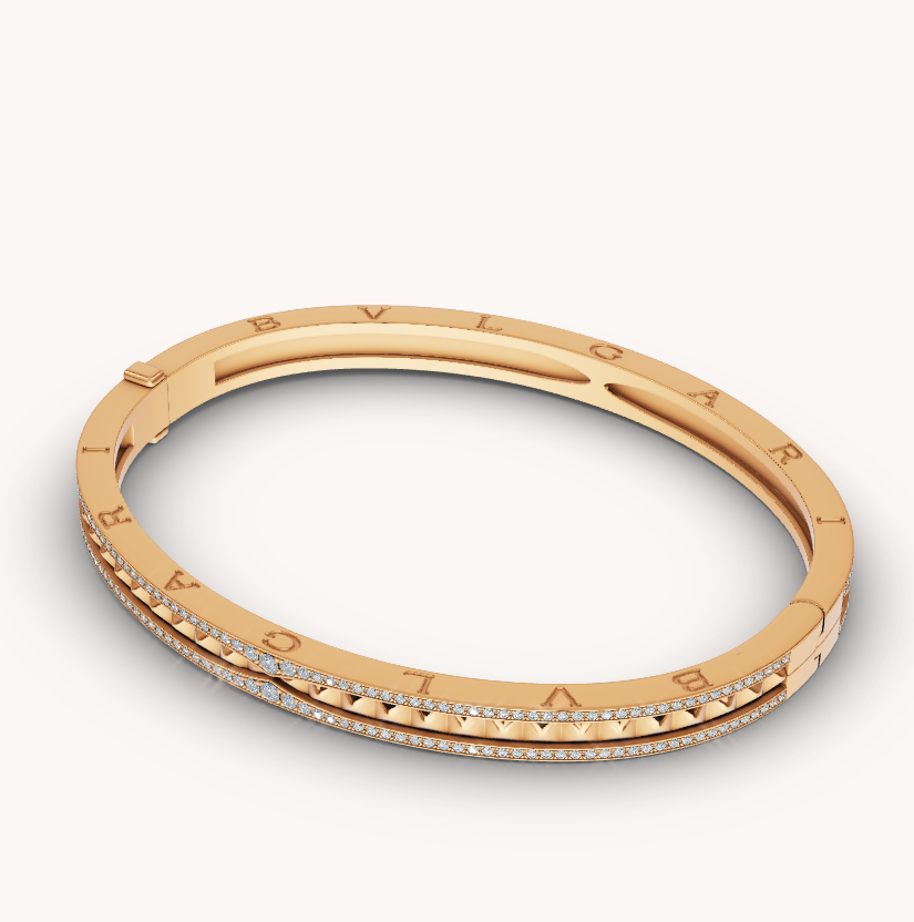 [Solara Jewelry]ZERO 1 SPIRAL AND PAVED DIAMOND GOLD BRACELET