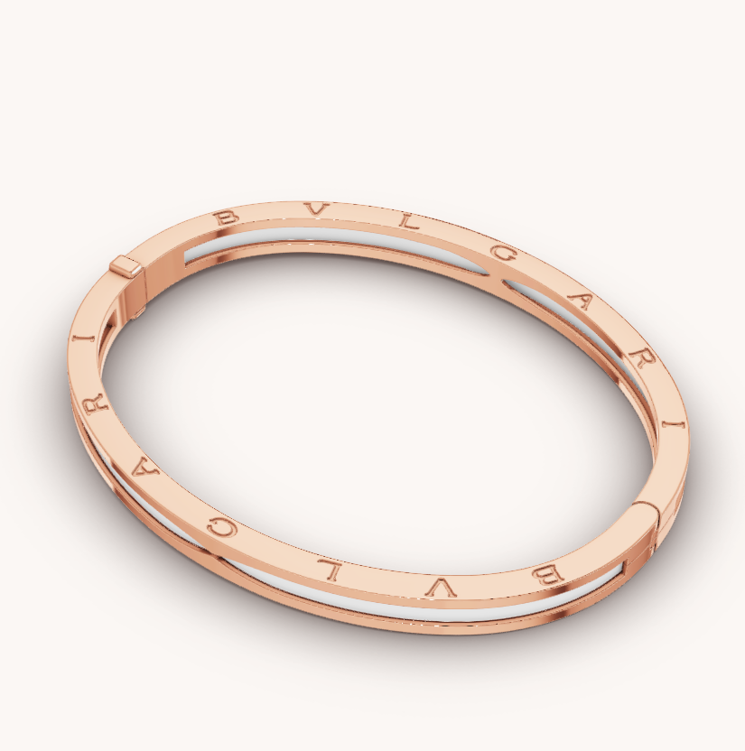 [Solara Jewelry]ZERO 1 PINK GOLD WITH WHITE CERAMIC BRACELET
