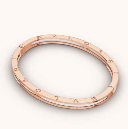 [Solara Jewelry]ZERO 1 PINK GOLD WITH WHITE CERAMIC BRACELET